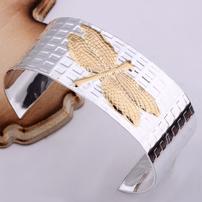 Heavy Silver Cuff with Gold Dragonfly 202//202
